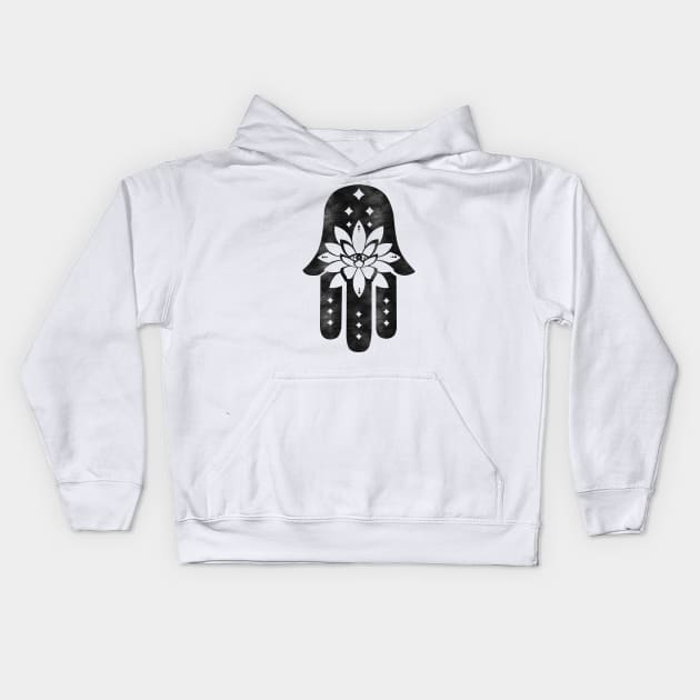 Starry Eyed - Hamsa Lotus Eye Kids Hoodie by MellowGroove